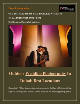 Outdoor Wedding Photography In Dubai Best Locations