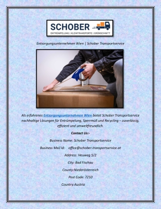Entsorgungsunternehmen Wien  Schober Transportservice