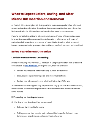 The IUD Clinic-What to Expect Before, During, and After Mirena IUD Insertion and Removal-Oct 25