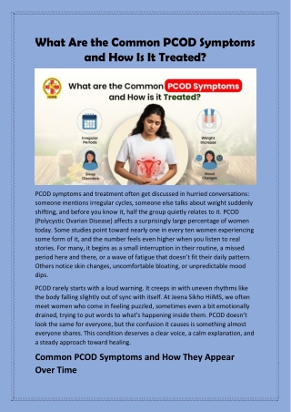 What Are the Common PCOD Symptoms and How Is It Treated