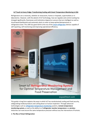 IoT Touch to Every Fridge -Transforming Cooling with Smart Temperature Monitoring in KSA