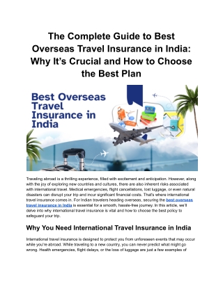 The Complete Guide to Best Overseas Travel Insurance in India_ Why It’s Crucial and How to Choose the Best Plan