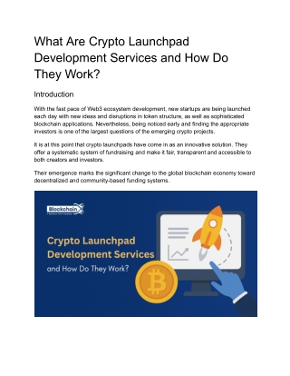What Are Crypto Launchpad Development Services and How Do They Work_