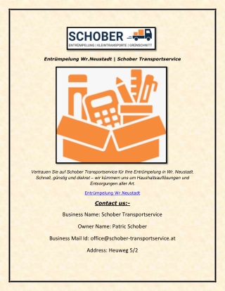 Entrümpelung Wr.Neustadt  Schober Transportservice