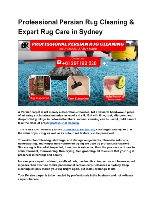 Professional Persian Rug Cleaning & Expert Rug Care in Sydney