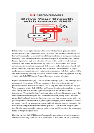 Best Bulk SMS Service Company for Businesses | MetaReach Marketing