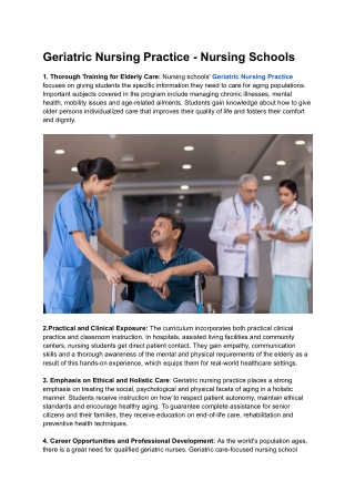 Geriatric Nursing Practice - Nursing Schools
