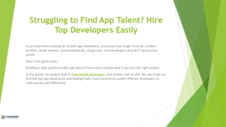 Struggling to Find App Talent Hire Top Developers Easily