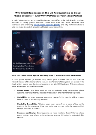 Cloud Phone Systems for Small Business | WeVoice UK Solutions