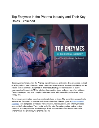 Top Enzymes in the Pharma Industry: Functions and Roles Explained