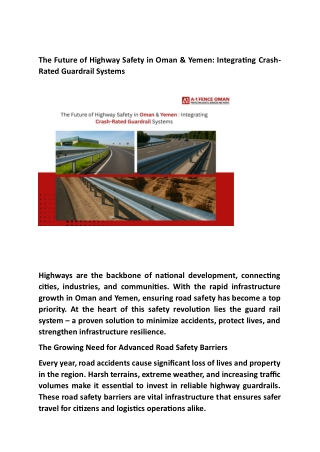 The Future of Highway Safety in Oman and Yemen Integrating Crash Rated Guardrail Systems