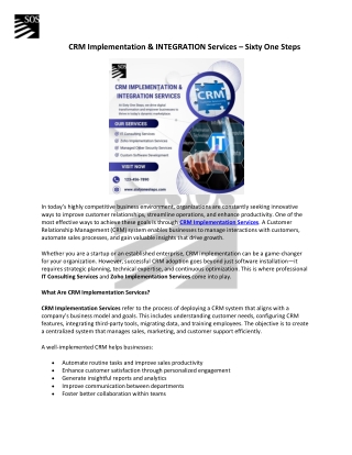 CRM Implementation Services – Sixty One Steps