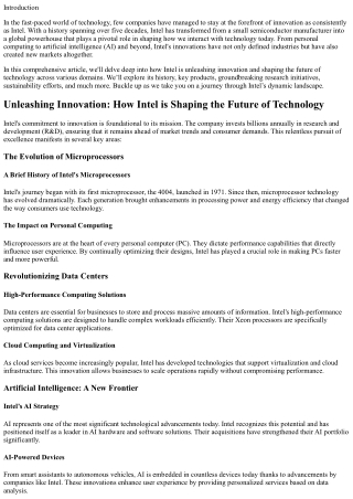 Unleashing Innovation: How Intel is Shaping the Future of Technology