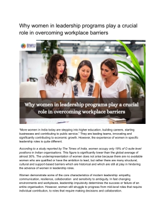 Why women in leadership programs play a crucial role in overcoming workplace barriers