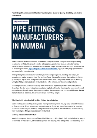 Pipe Fittings Manufacturers in Mumbai