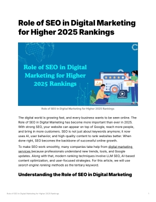 Role of SEO in Digital Marketing for Higher 2025 Rankings
