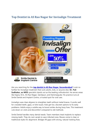 Top Dentist in AS Rao Nagar for Invisalign Treatment
