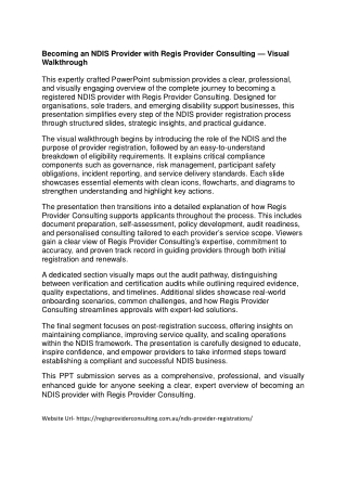 Becoming an NDIS Provider with Regis Provider Consulting — Visual Walkthrough