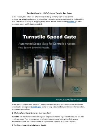 Speed and Security -- KSA's Preferred Turnstile Gate Choice