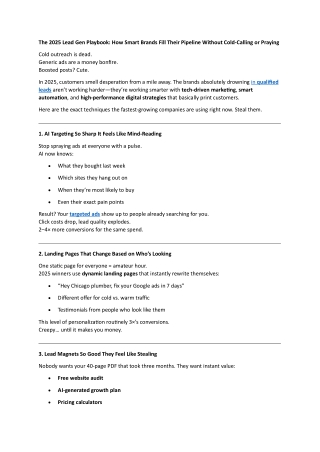 Lead Generation in 2025 | High-Intent, High-Quality Lead Tactics