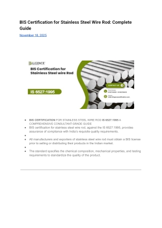 BIS Certification for Stainless Steel Wire Rod Complete Guide