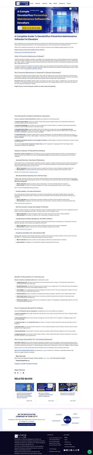 A Complete Guide to ElevatorPlus Preventive Maintenance Software for Elevators