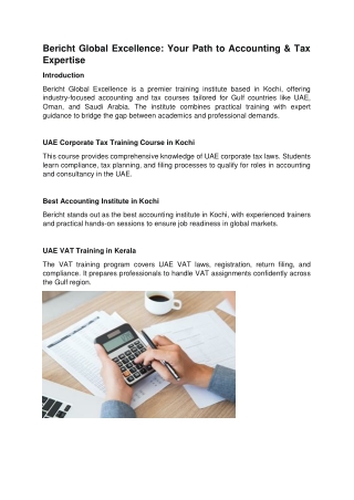 Bericht Global Excellence  | Practical Accounting Classes in Kochi