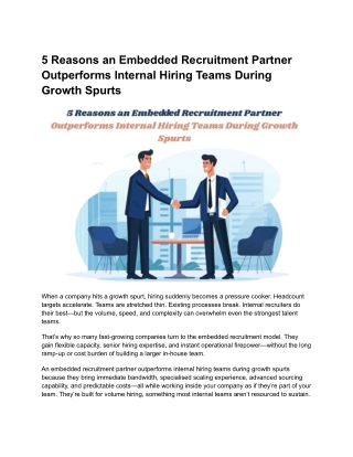 5 Reasons an Embedded Recruitment Partner Outperforms Internal Hiring