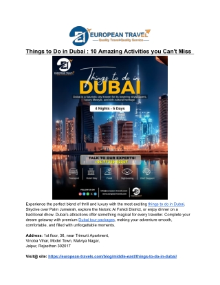 Unmissable Things to Do in Dubai for a Truly Magical Experience