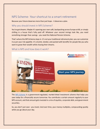 NPS Scheme - Your shortcut to a smart retirement