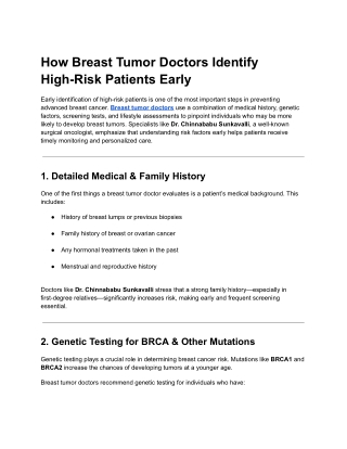 How Breast Tumor Doctors Identify High-Risk Patients Early