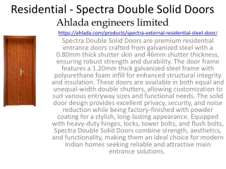Residential - Spectra Double Solid Doors