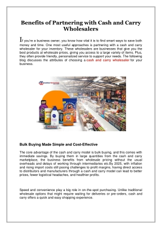 Benefits of Partnering with Cash and Carry Wholesalers