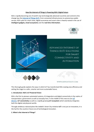 How the Internet of Things Is Powering KSA's Digital Future