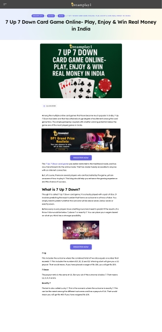 7 Up 7 Down Card Game Online- Play, Enjoy & Win Real Money in India