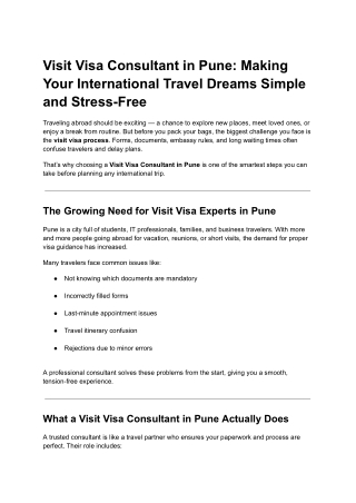 Visit Visa Consultant in Pune_ Making Your International Travel Dreams Simple and Stress-Free