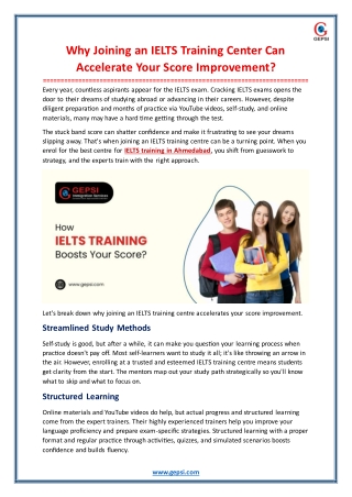 Why Joining an IELTS Training Center Can Accelerate Your Score Improvement?