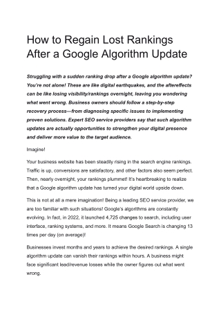 How to Regain Lost Rankings After a Google Algorithm Update
