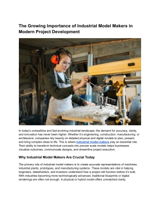 How Industrial Model Makers Use Technology to Enhance Accuracy