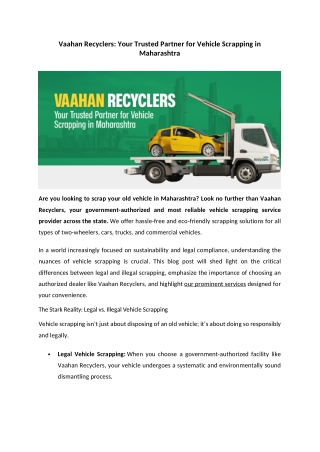 Vaahan Recyclers Your Trusted Partner for Vehicle Scrapping in Maharashtra (2)