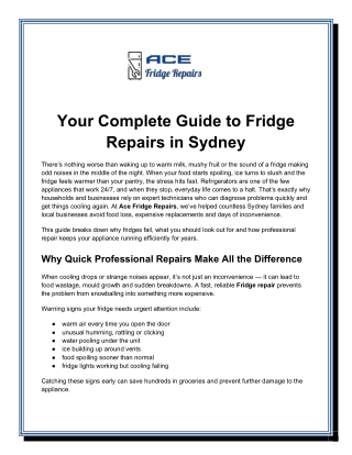 Your Complete Guide to Fridge Repairs in Sydney