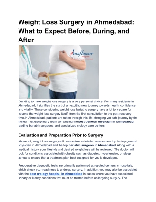 Weight Loss Surgery in Ahmedabad_ What to Expect Before, During, and After