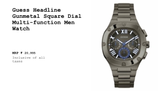 Guess Headline Gunmetal Square Dial Multi-function Men Watch