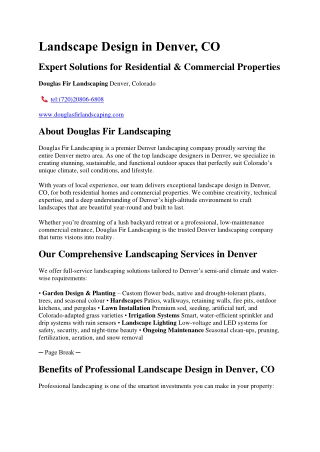 Landscape Design in Denver, CO – Douglas Fir Landscaping