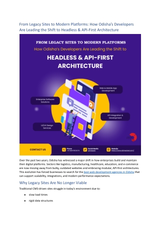 From Legacy Sites to Modern Platforms: How Odisha’s Developers Are Leading