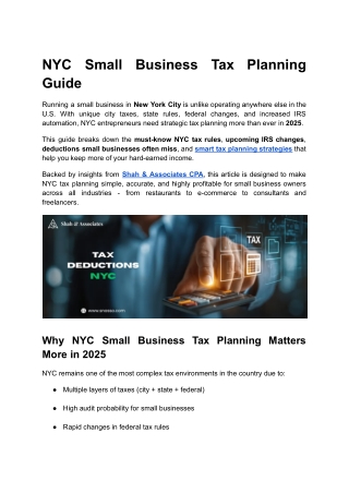 NYC Small Business Tax Planning Guide