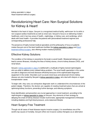 Revolutionizing Heart Care: Non-Surgical Solutions for Kidney & Heart!