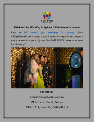 360 Booth For Wedding In Sydney | 360spinbooths.com.au