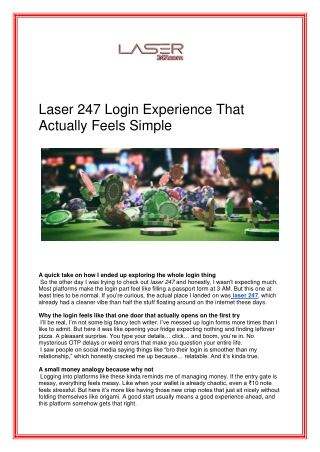 Laser 247 – Secure Login & User Dashboard