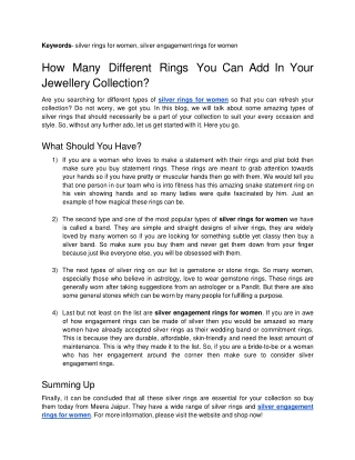 How Many Different Rings You Can Add In Your Jewellery Collection?